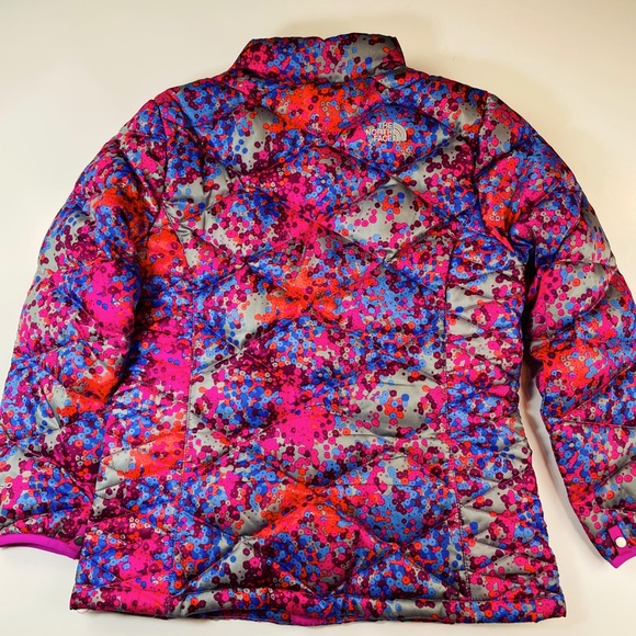 North Face 550 Goose Down Foral Puffer Big Girls Winter Coat Jacket Size XL /18 - Picture 3 of 14